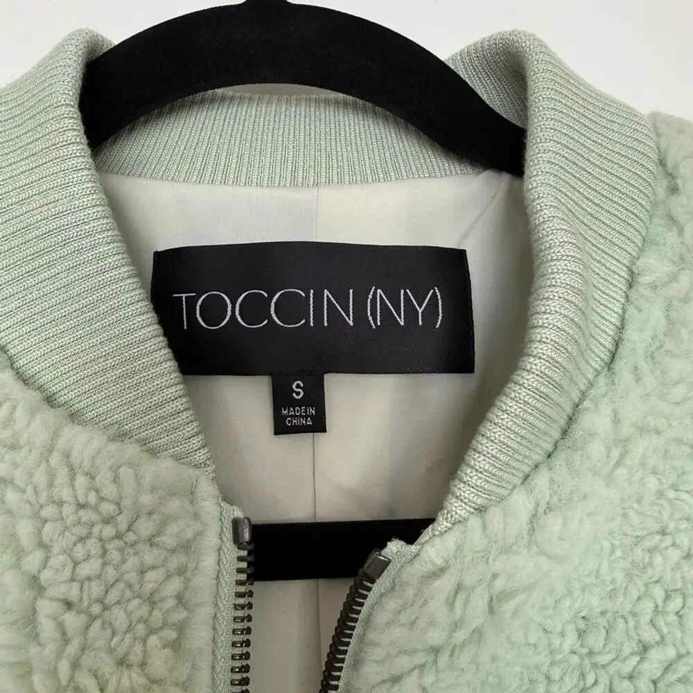 Toccin Ny Green Shearling Cropped Jacket - Picture 3 of 5